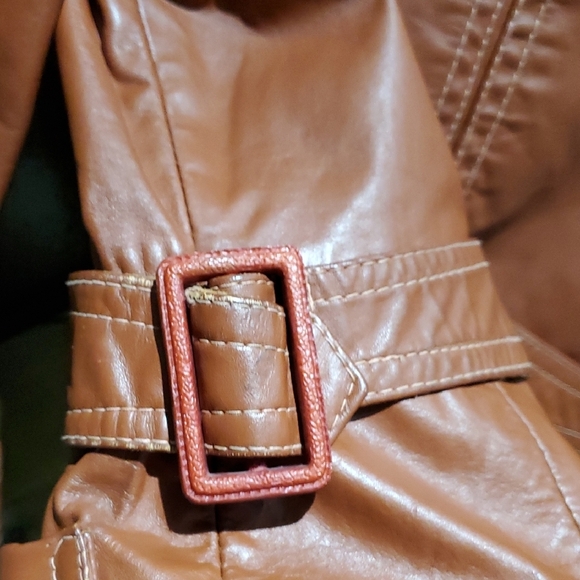 Vintage Brown Rust Leather Jacket Uruguay Retro Hip EUC Chic City Disco Fever - Picture 9 of 14